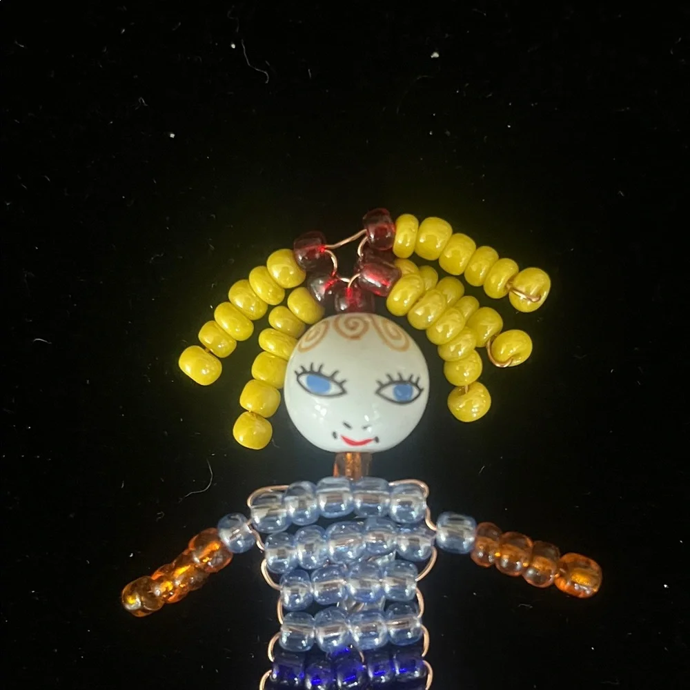 Colorful Beaded Doll Brooch